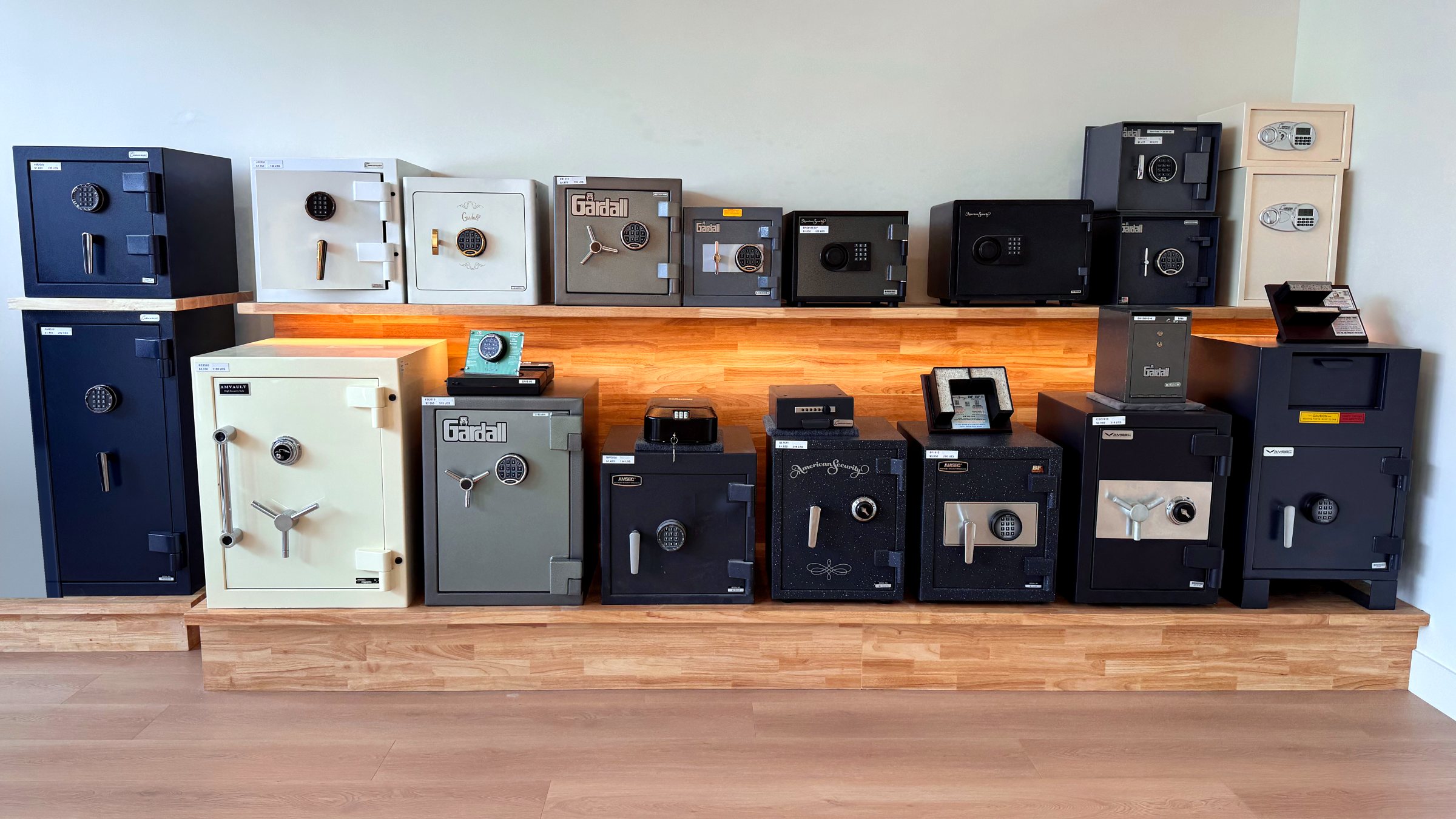 AMSEC and FireKing safes in the Sherman Oaks showroom