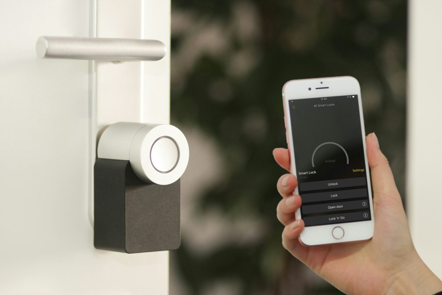 #1 Rated Installer of ButterFlyMX Smartphone unlocking a smart lock on a door